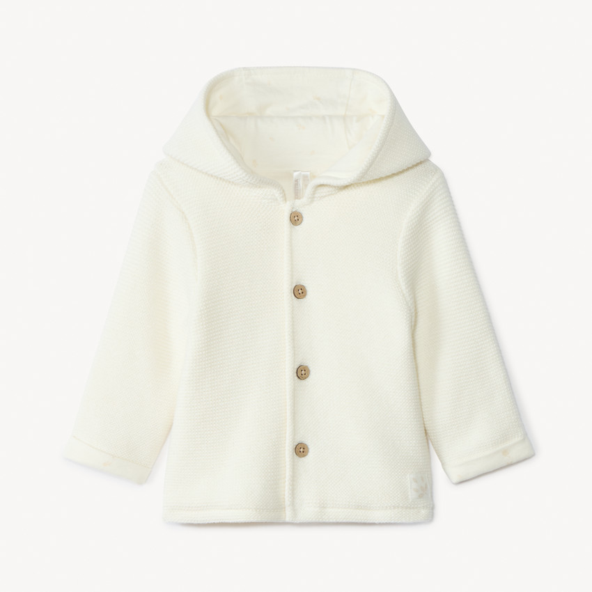 Μπουφάν με κουκούλα από πλεκτό μονόχρωμο για μωρό 