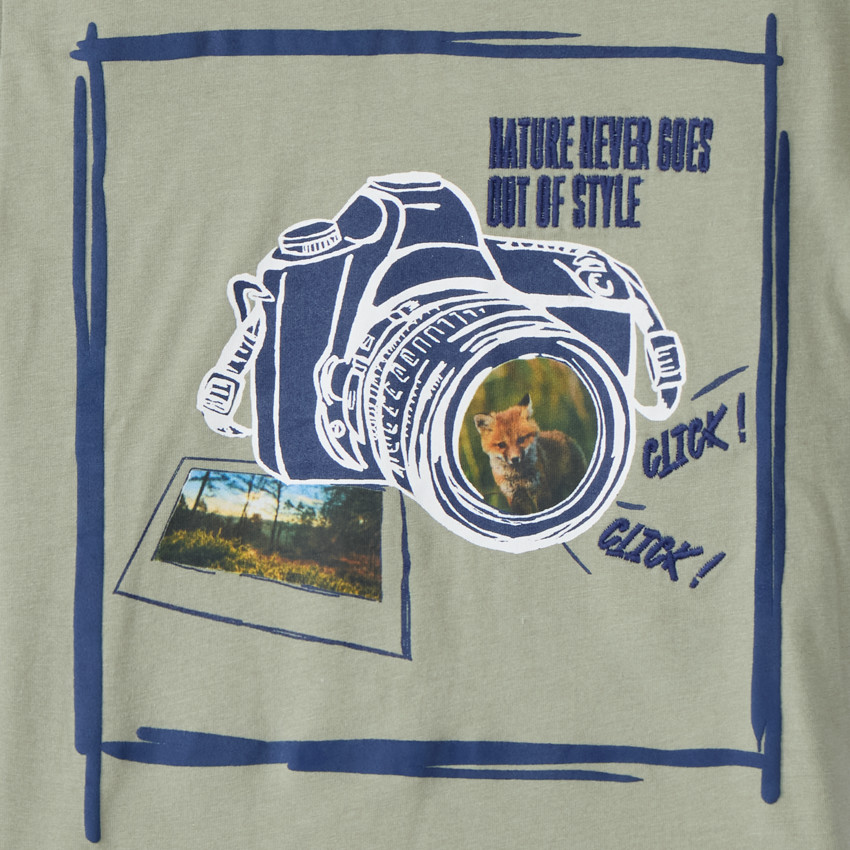 Κοντομάνικο μπλουζάκι jersey με photoprint αλεπού και σχέδιο φωτογραφικής μηχανής για αγόρι 