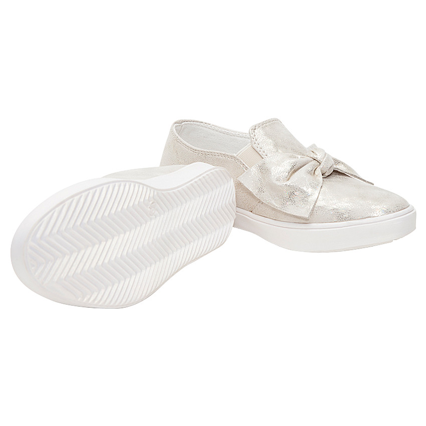 Χρυσαφί αθλητικά παπούτσια με μεταλλιζέ πουά και φιόγκο 