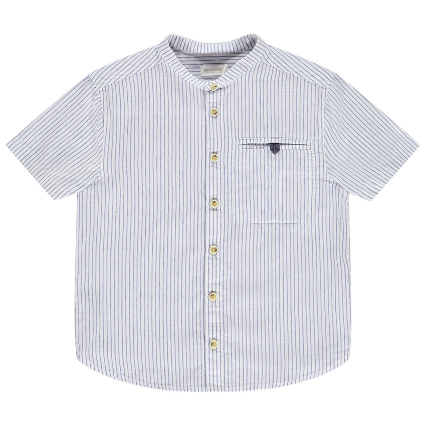 Πουκάμισο κοντομάνικο ριγέ με γιακά mao για αγόρι 