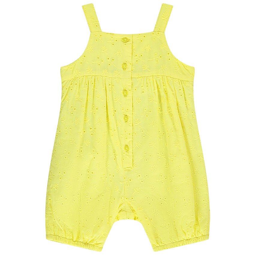 Barboteuse à bretelles en broderie anglaise pour bébé fille 