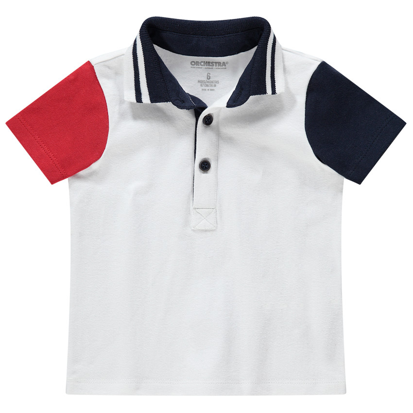 Βαμβακερό πόλο με μανίκια σε αντίθεση  