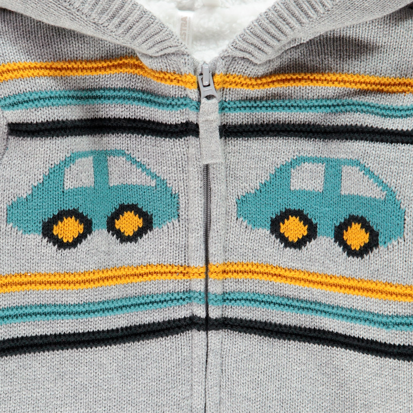 Ζακέτα με κουκούλα πλεκτή με επένδυση sherpa για bebe αγόρι  Additional Ζακέτα με κουκούλα πλεκτή με επένδυση sherpa για bebe αγόρι