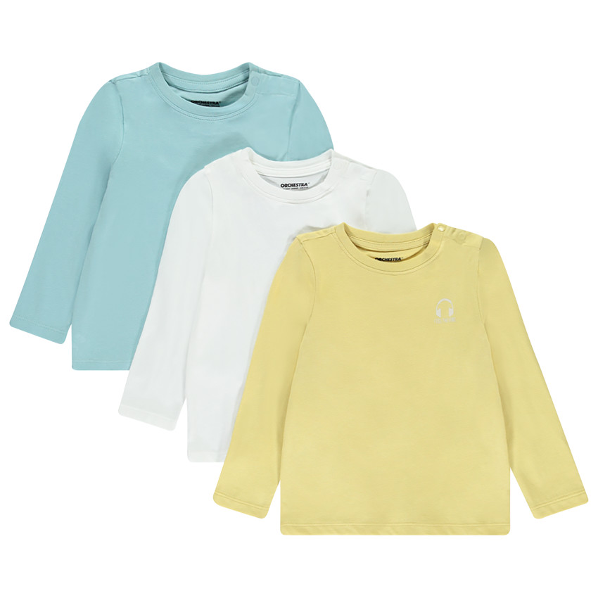 Σετ από 3 μπλουζάκια με μακριά μανίκια print casque για bebe αγόρι 