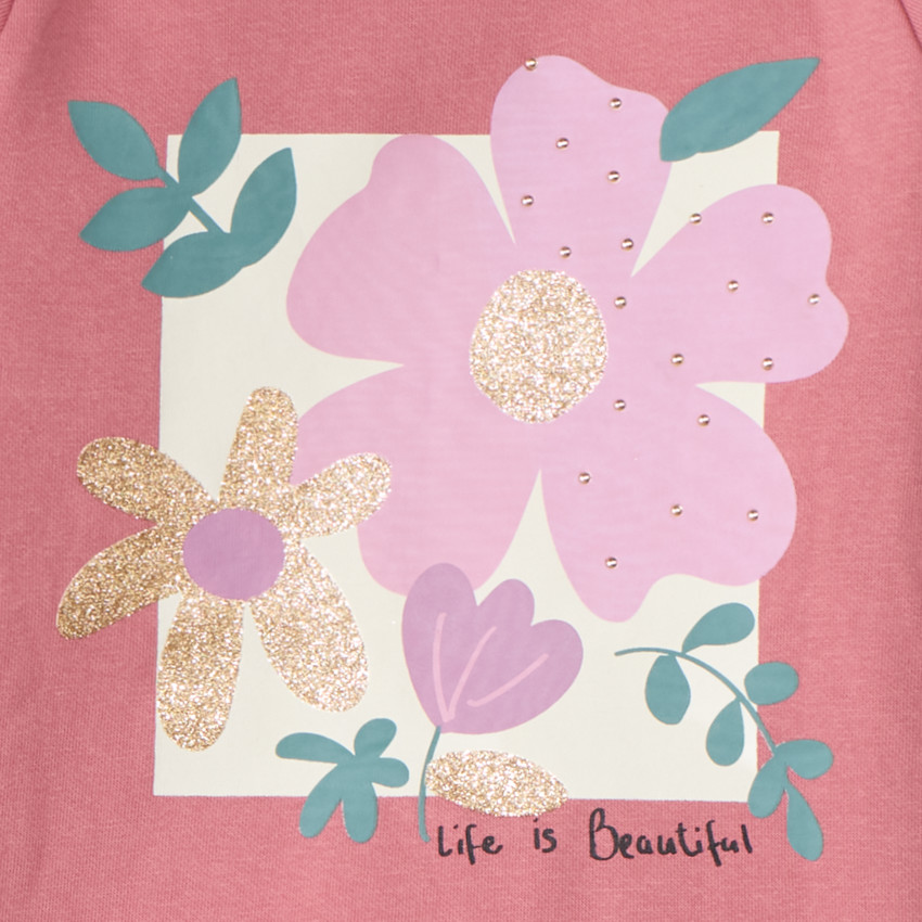 Sweat molleton uni fantaisie pour fille  