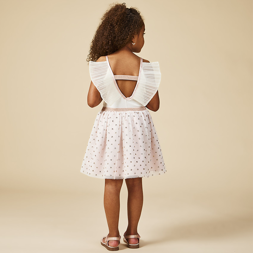 Φόρεμα γιορτής με φτερά και τούλι με glitter για κορίτσι 