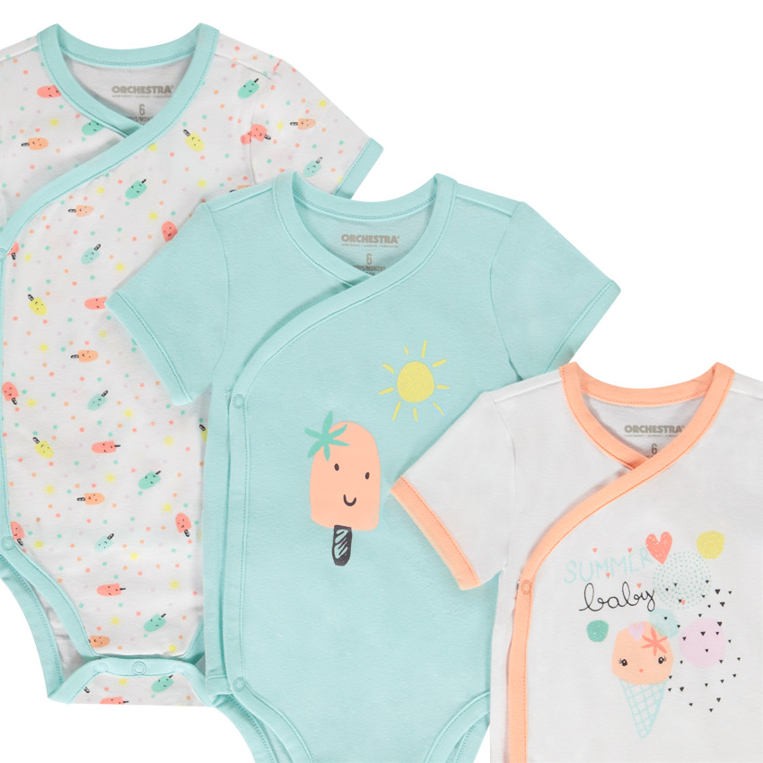Σετ από 3 bodies κοντομάνικα φαντεζί για bebe κορίτσι - Διαφορετικά ανοίγματα ανάλογα με την ηλικία  Additional Σετ από 3 bodies κοντομάνικα φαντεζί για bebe κορίτσι - Διαφορετικά ανοίγματα ανάλογα με την ηλικία