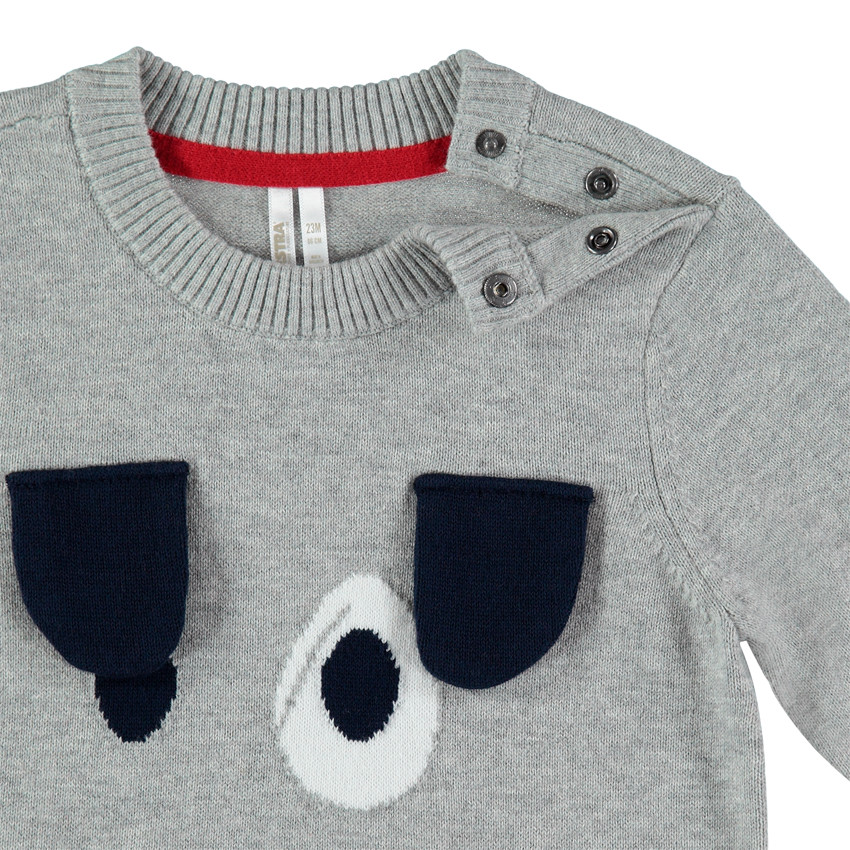 Πουλόβερ πλεκτό  ζακάρ με σχέδιο σκυλάκι   Additional Πουλόβερ πλεκτό  ζακάρ με σχέδιο σκυλάκι