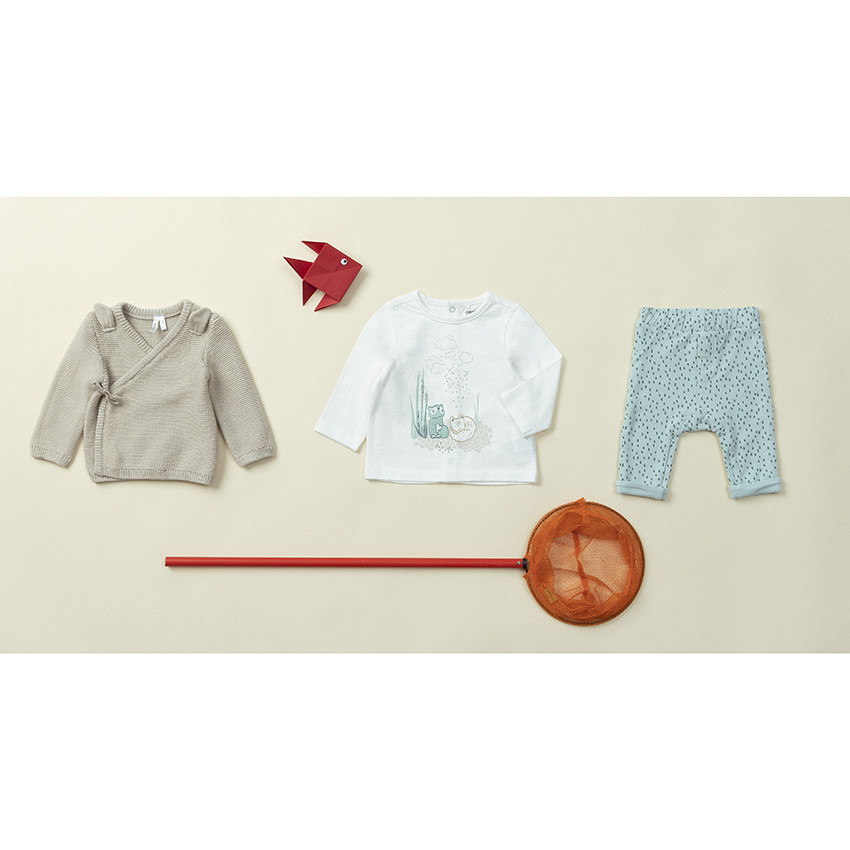 Ensemble en coton à animaux printés et pantalon imprimé all-over 