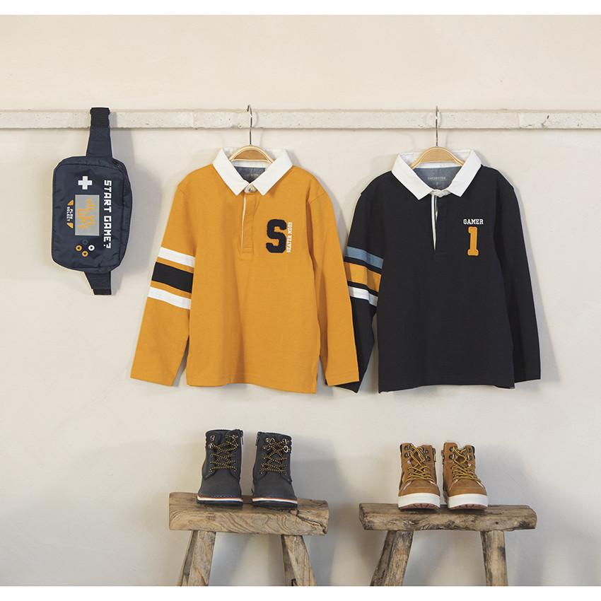 Μποτάκια μπλεs με κορδόνια και φερμουάρ για αγόρι 