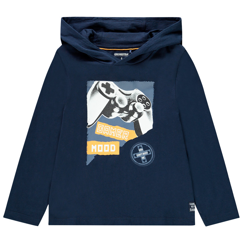 T-shirt μακρυμάνικο με κουκούλα σχέδιο χειριστήριο για αγόρι Main T-shirt μακρυμάνικο με κουκούλα σχέδιο χειριστήριο για αγόρι