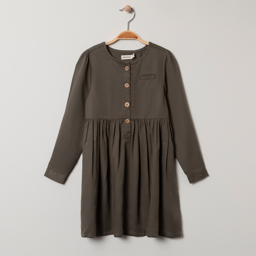 Robe manches longues en lyocell à boutons 