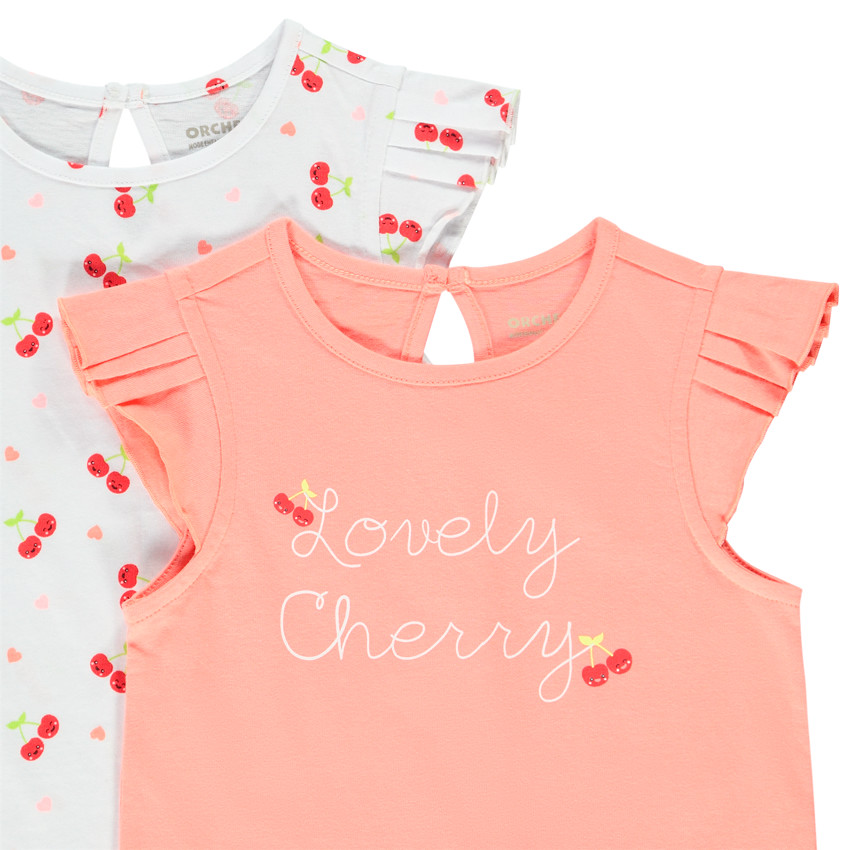 Σετ από 2 t-shirt κοντομάνικα με βολάν για bebe κορίτσι 