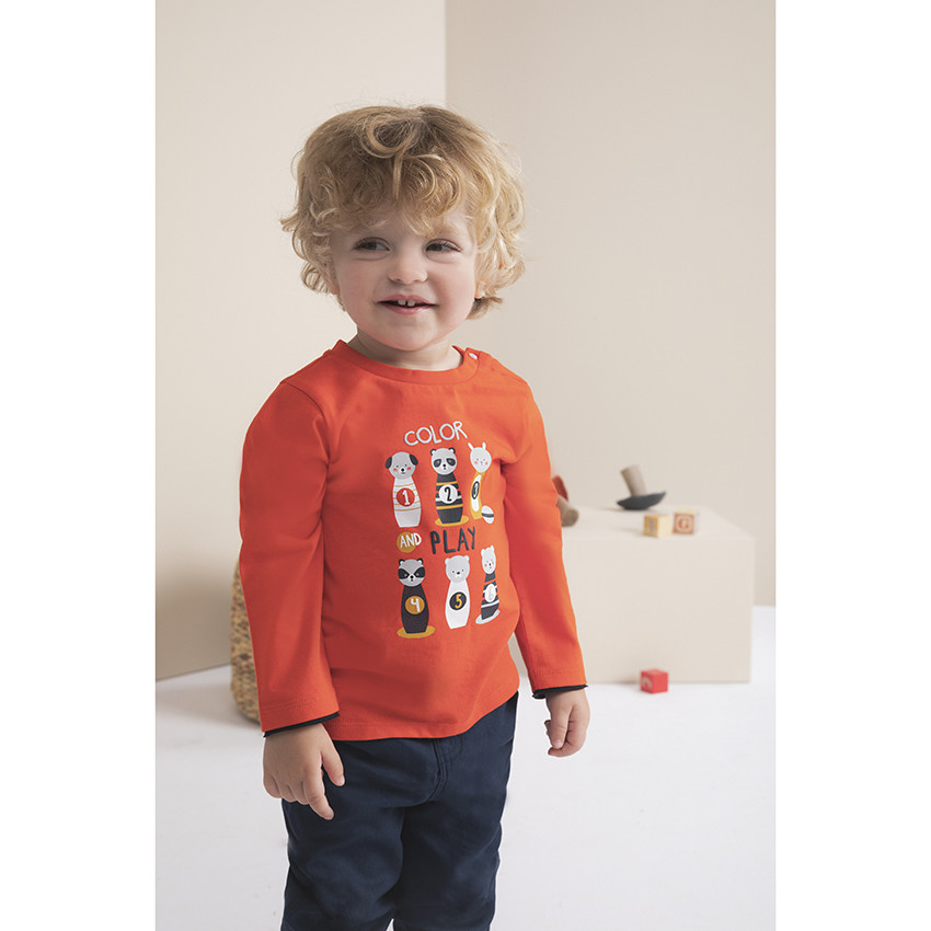 T-shirt μακρυμάνικο με οργανικό βαμβάκι σχέδιο ζωάκια 