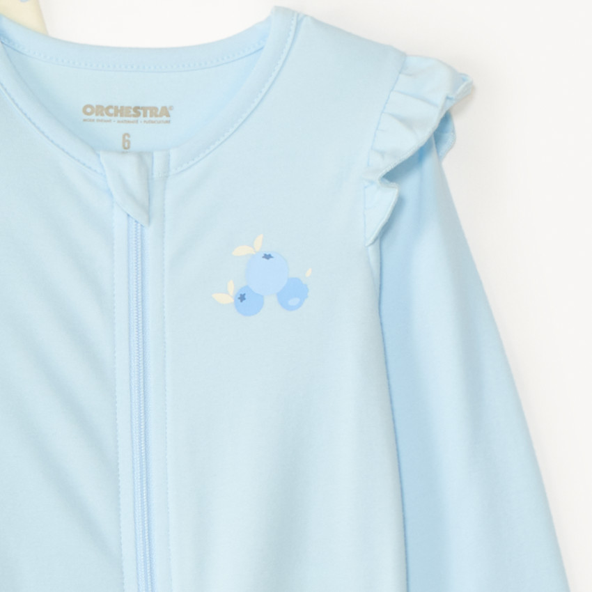 Lot de 2 dors-bien en jersey zippés devant motifs myrtilles pour bébé fille 