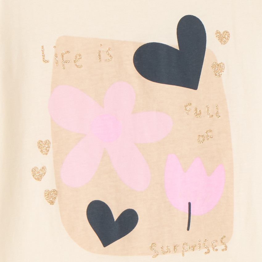 T-shirt κοντομάνικο με εκτύπωση και πούλιες για κορίτσι 