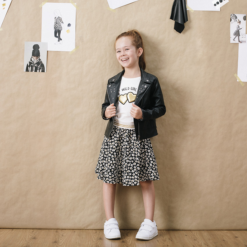 Jupe fluide imprimée fleurs à taille élastiquée 