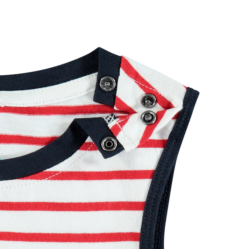 Αμάνικο μπλουζάκι με οργανικό βαμβάκι ριγέ σχέδιο Smiley 