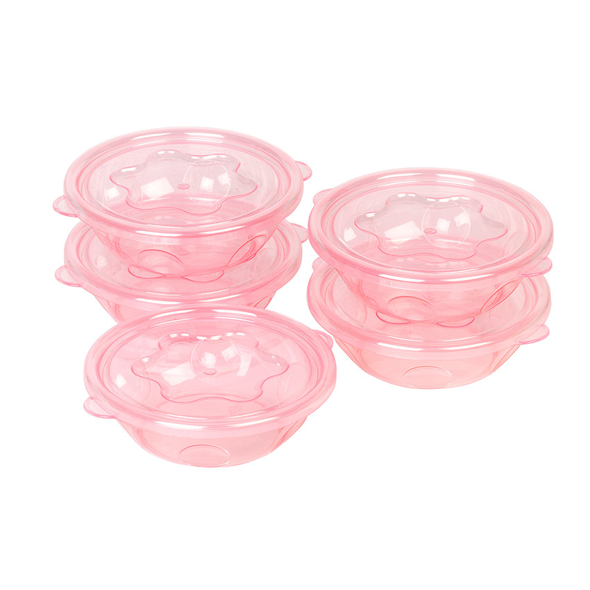Μπολ 5 τεμ με 5 καπάκια ροζ 