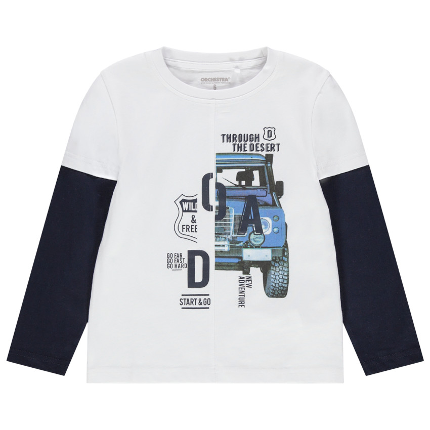 T-shirt manches longues effet 2 en 1 print 4x4 