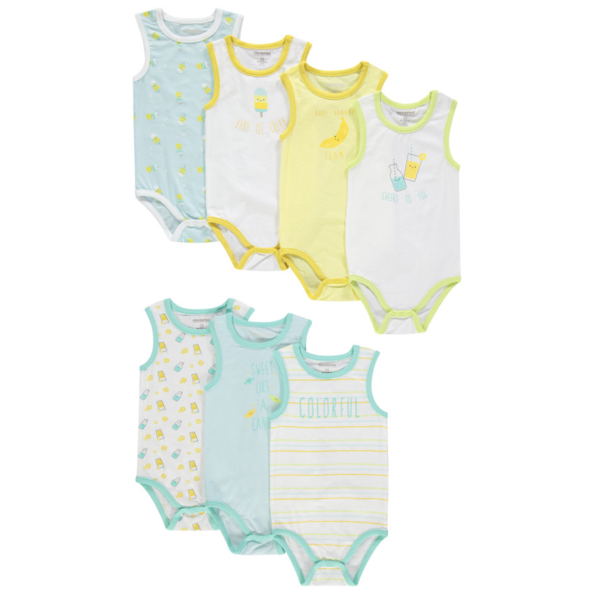 Lot de 7 bodies sans manches à imprimé fantaisie pour bébé garçon 