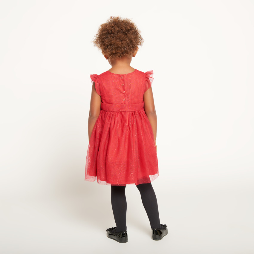 Robe de fête manches courtes en tulle pailleté pour bébé fille 