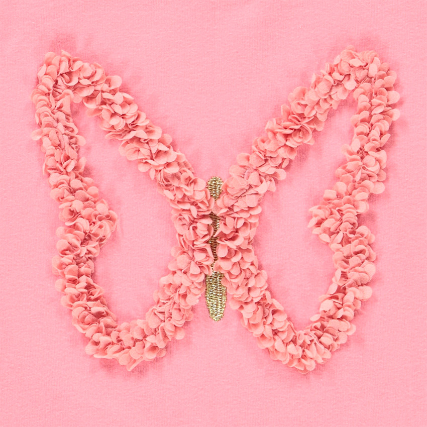 Κοντομάνικο μπλουζάκι print πεταλούδα effet πέταλα 3D για κορίτσι 