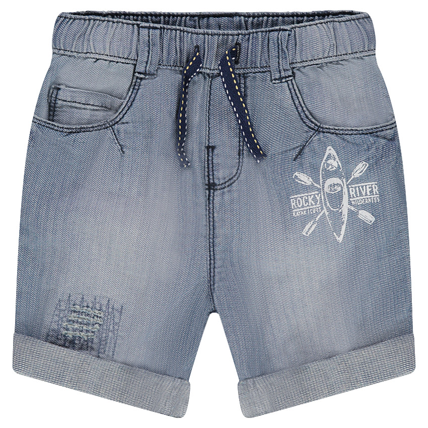 Τζιν βερμούδα με used όψη και στάμπα καγιάκ 