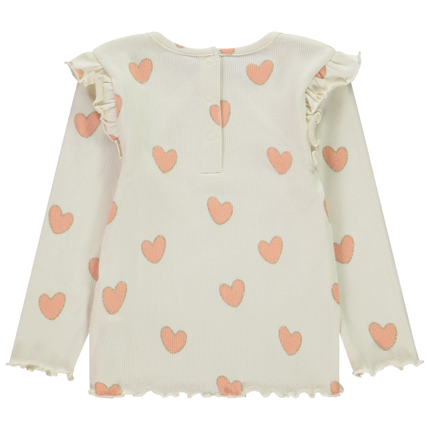 T-shirt μακρυμάνικο με βολάν από πλεκτό ύφασμα για μωρό κορίτσι 