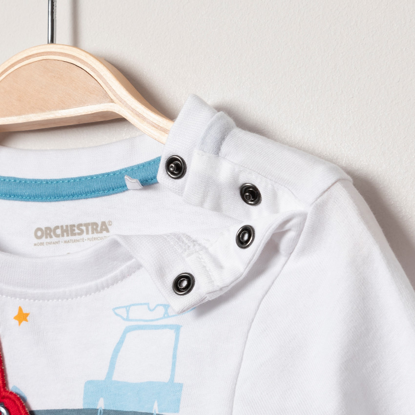 T-shirt manches longues avec véhicules à empiècements mobiles 