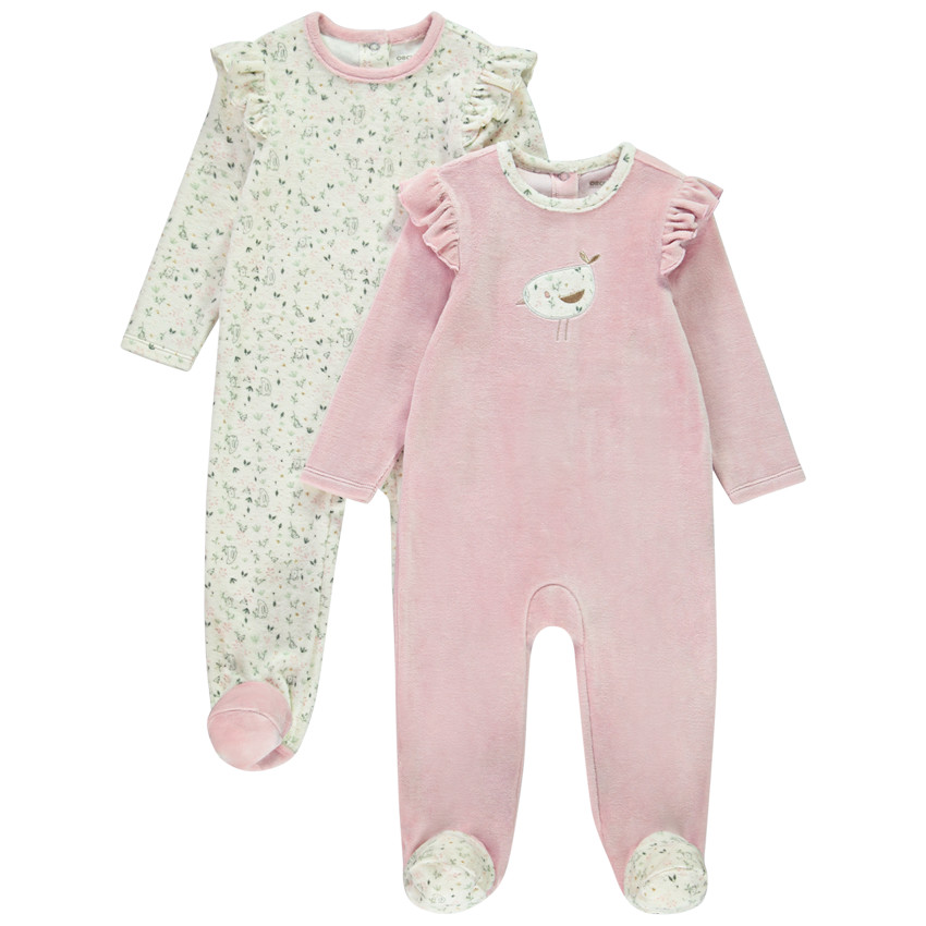 Σετ 2 βελουτέ φορμάκια με σχέδιο πουλιών για κορίτσι με διαφορετικές ανοίξεις ανάλογα με την ηλικία 