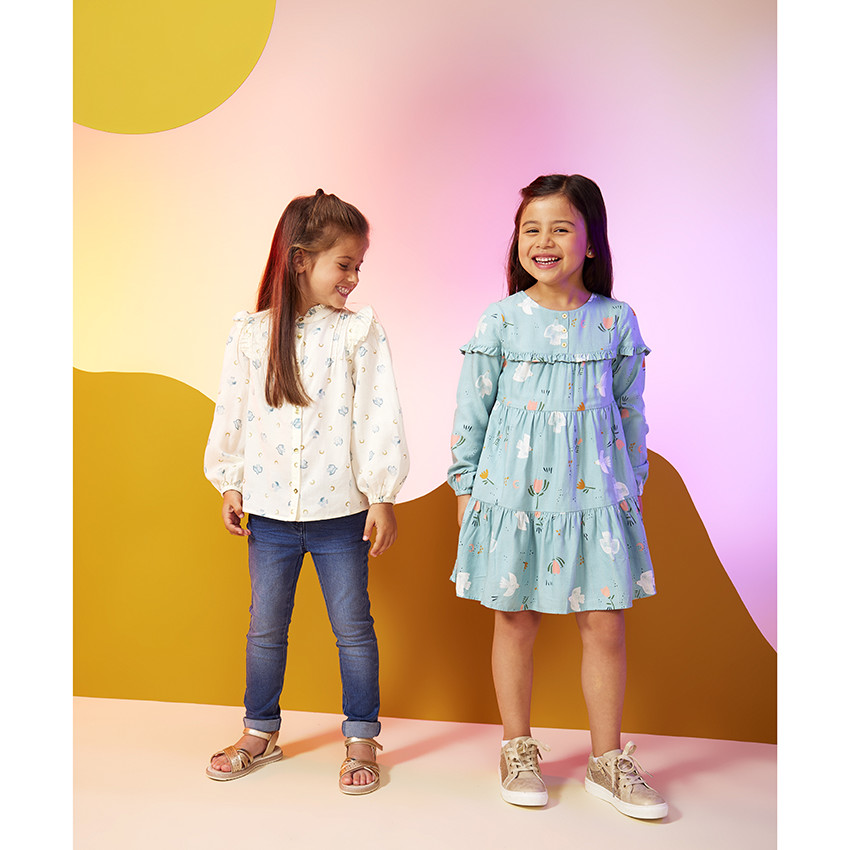 Chemise manches longues en lyocell imprimé fantaisie pour fille 