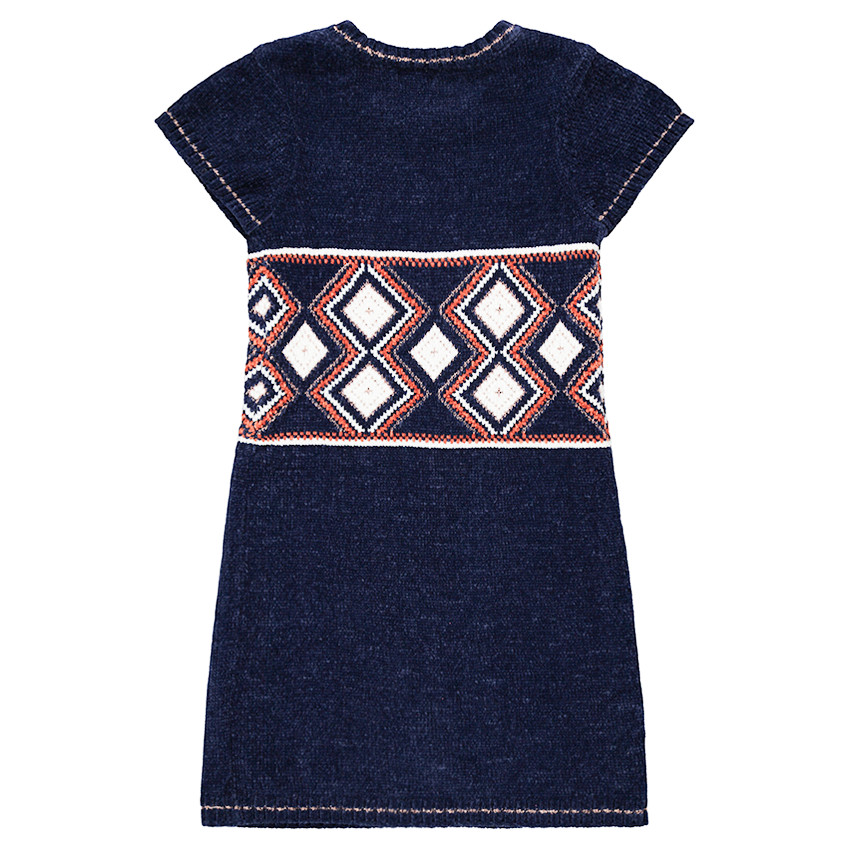 Κοντομάνικο σενίλ φόρεμα με έθνικ μοτίβο 