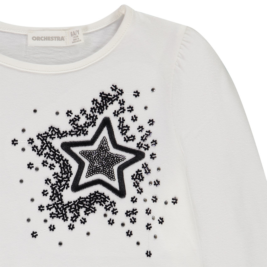 T-shirt manches longues en jersey avec sequins pour fille Main T-shirt manches longues en jersey avec sequins pour fille