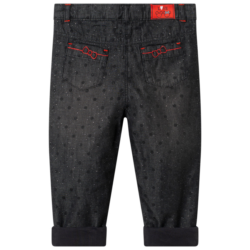 Jean effet used à pois et broderie Minnie Disney  Additional Jean effet used à pois et broderie Minnie Disney