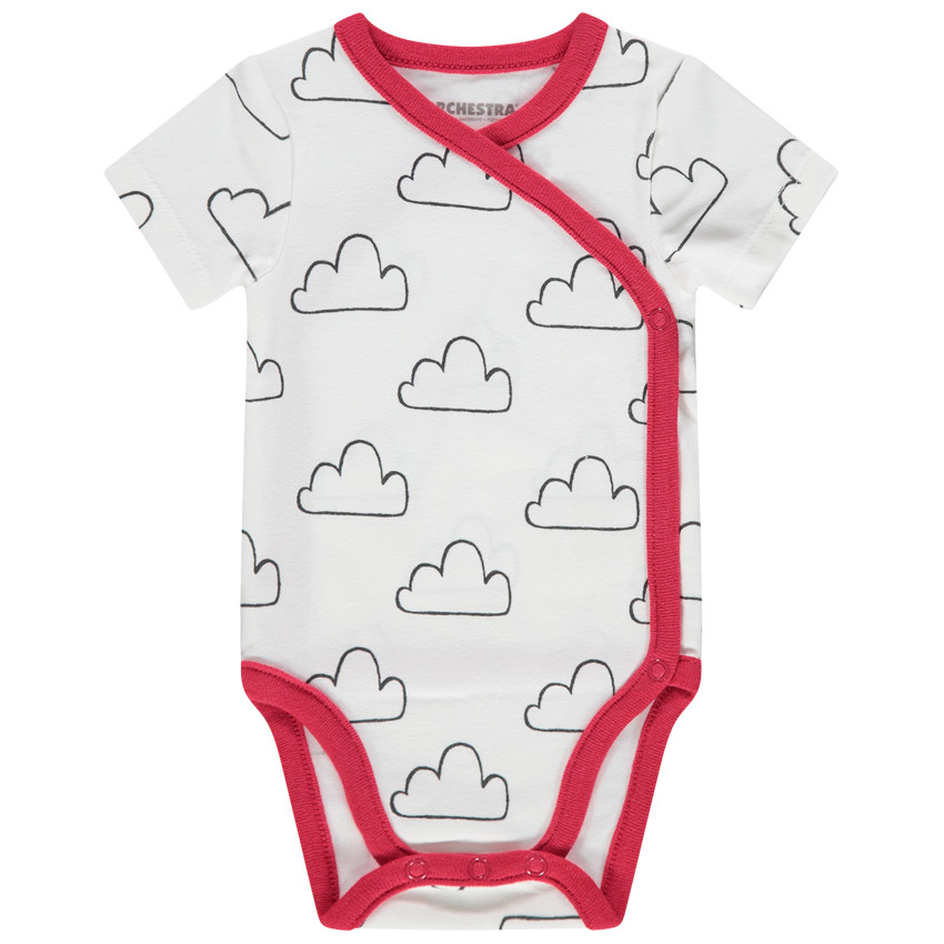 Σετ με 5 κοντομάνικα κορμάκια με διακοσμητικά μοτίβα 