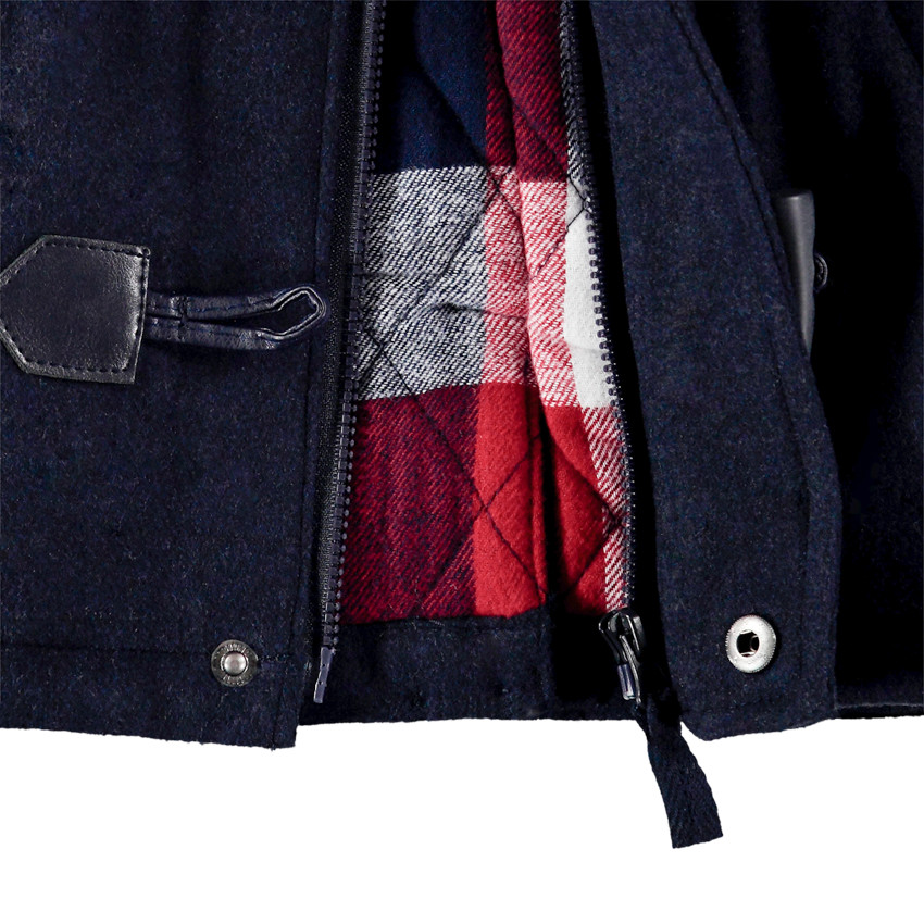 Parka style duffle coat bi-matière doublée flanelle 