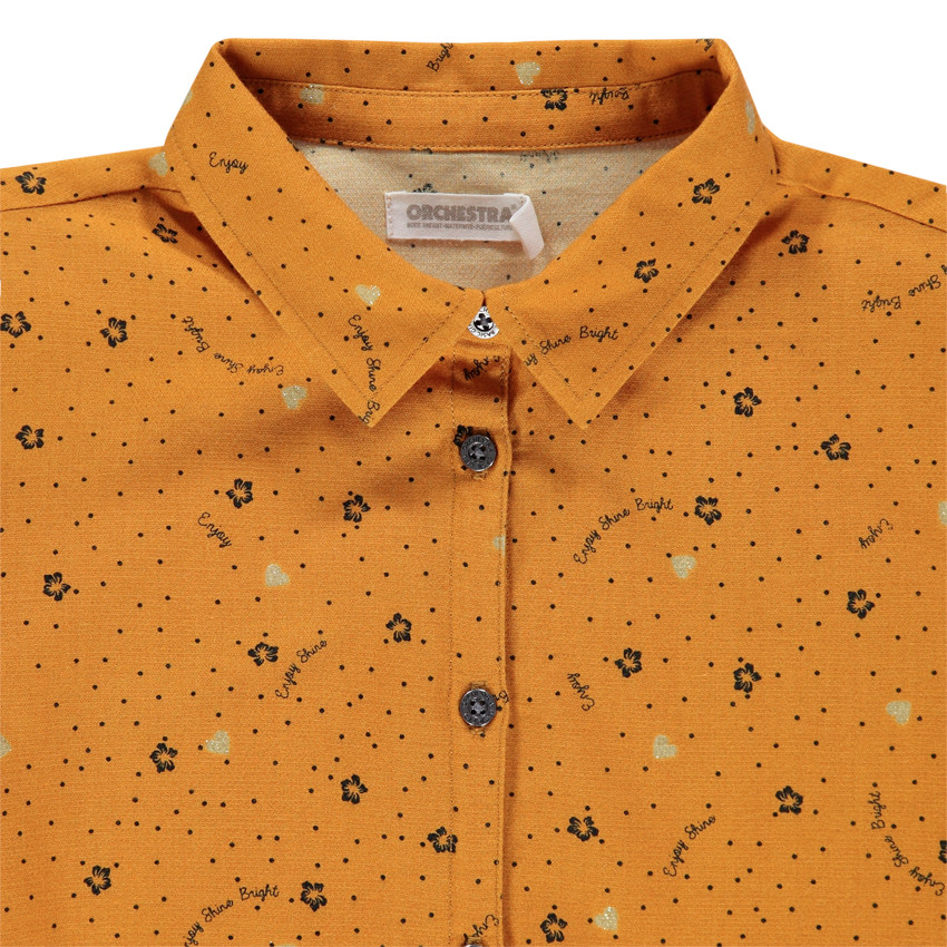 Chemise manches longues jaune à nouer et imprimé floral all-over Main Chemise manches longues jaune à nouer et imprimé floral all-over