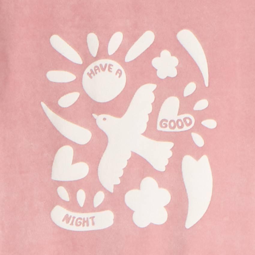 Σετ πιτζάμα βελούδο με μονόχρωμο τύπωμα για κορίτσι 