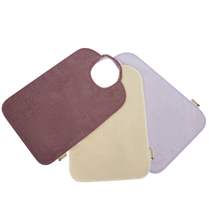 Σετ 3 Σαλιάρες από Πετσετέ Ύφασμα - Μωβ 