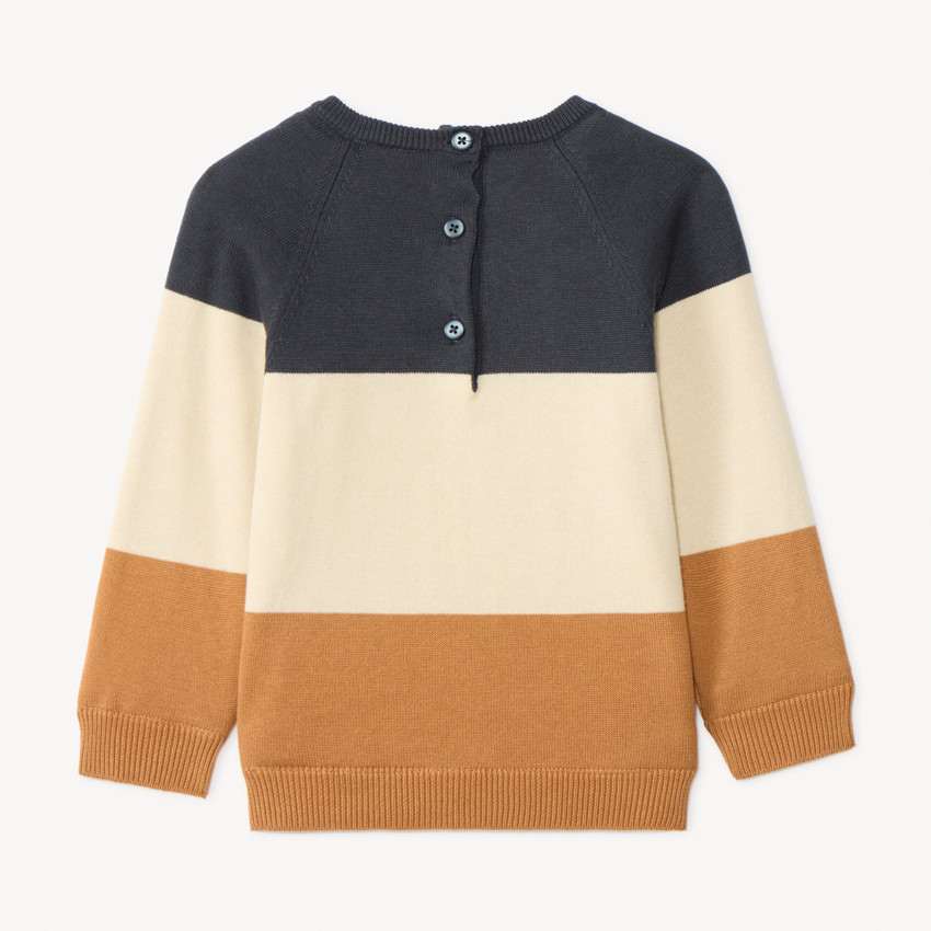 Pull ludique chien en tricot tricolore pour bébé garçon 