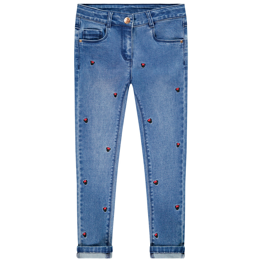 Jean slim στυλ ξεβαμμένο με Κεντήματα Minnie Disney για κορίτσι 