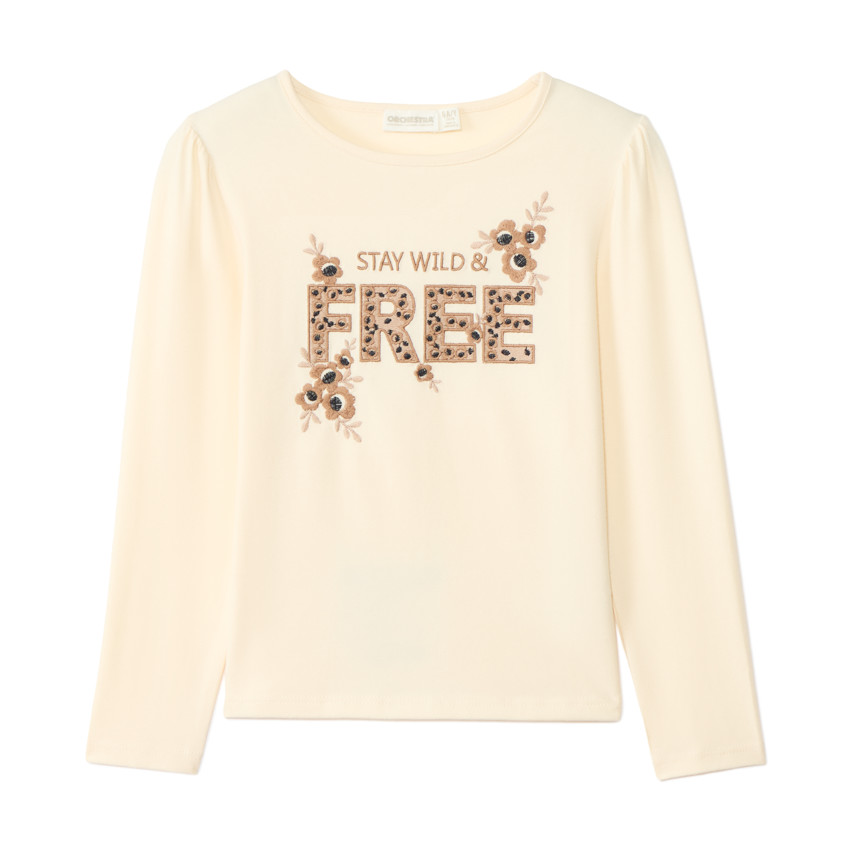 T-shirt manches longues brodé pour fille 