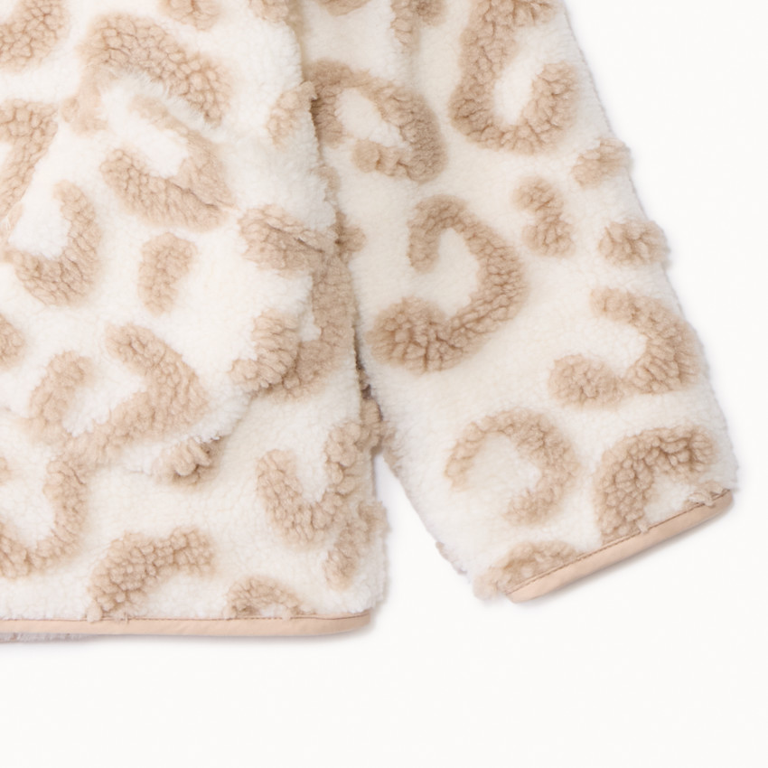 Veste sherpa effet moutonné imprimé léopard pour fille  