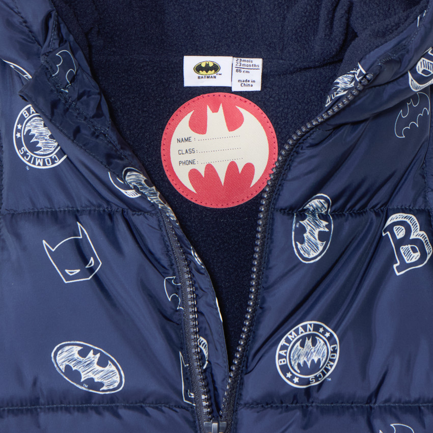 Doudoune sans manches à capuche ludique Batman Warner pour garçon 