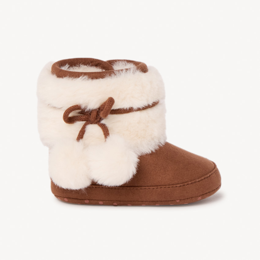 Μποτάκια με συνθετική γούνα και pompons για κορίτσι μωρό 