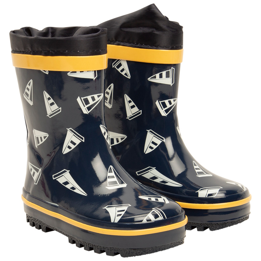 Μπότες βροχής με αδιάβροχο γιακά και print voiliers για bebe αγόρι 