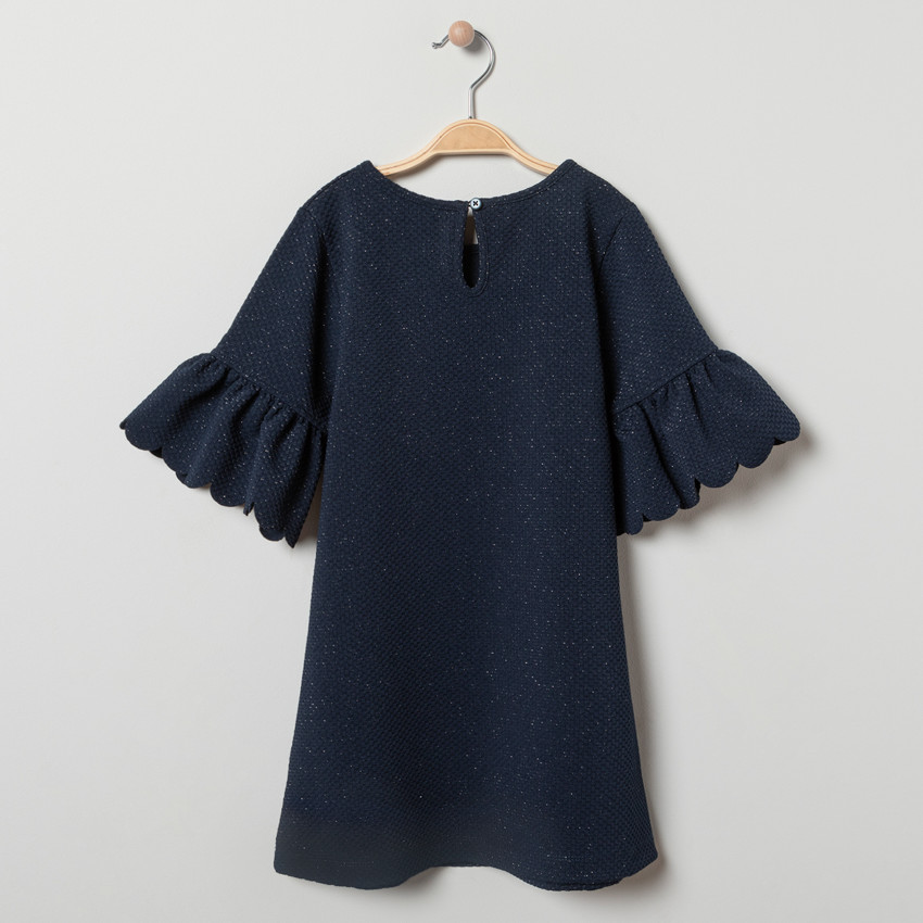 Φόρεμα κοντομάνικο πλεκτό φαντεζί για κορίτσι 