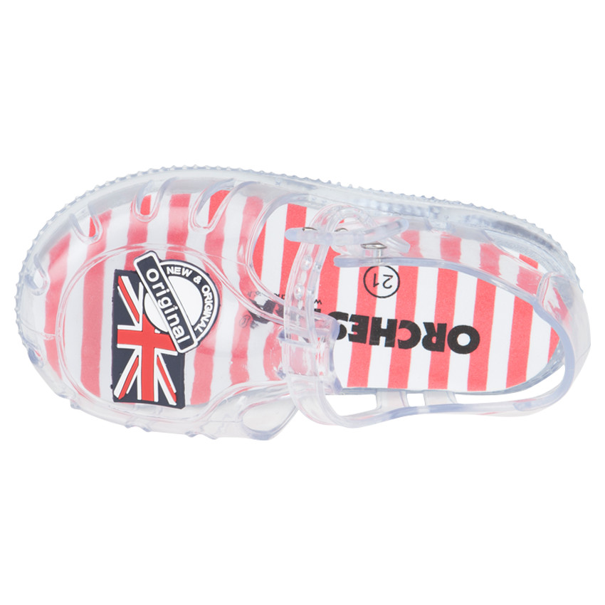 Chaussures de plage transparentes avec patch drapeau londonien 