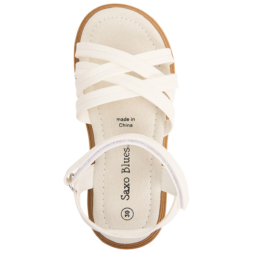 Σανδάλια λευκά με σταυρωτά λουριά για κορίτσι 